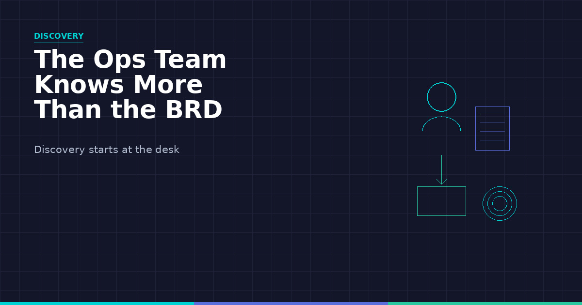 The Ops Team Knows More Than the BRD: Why Discovery Starts at the Desk, Not the Document